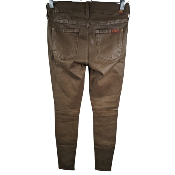 7 for All Mankind Coated Sheen Ankle Skinny Mid Rise Jeans Sz 25 - Picture 2 of 8